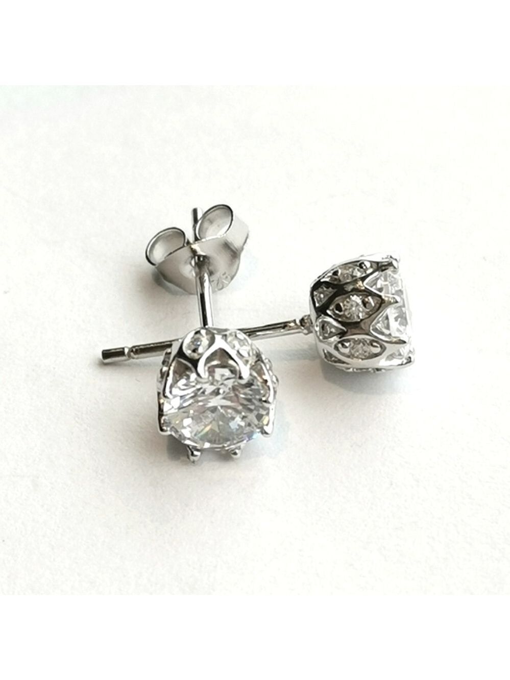 NEW, sterling silver cz cathedral set stud earrings